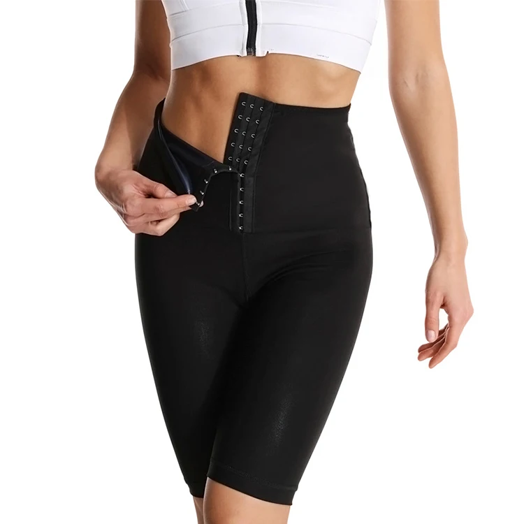 High Waist Lift Hip Sweat Compression Shorts Body Shapers Women Sauna Buckle Slimming Fitness Sports Corset Waist Yoga Pants