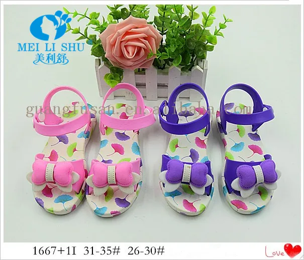 Selling Colorful Plastic Pvc Kids Flat Slipper Shoes Girls Flower Sandals