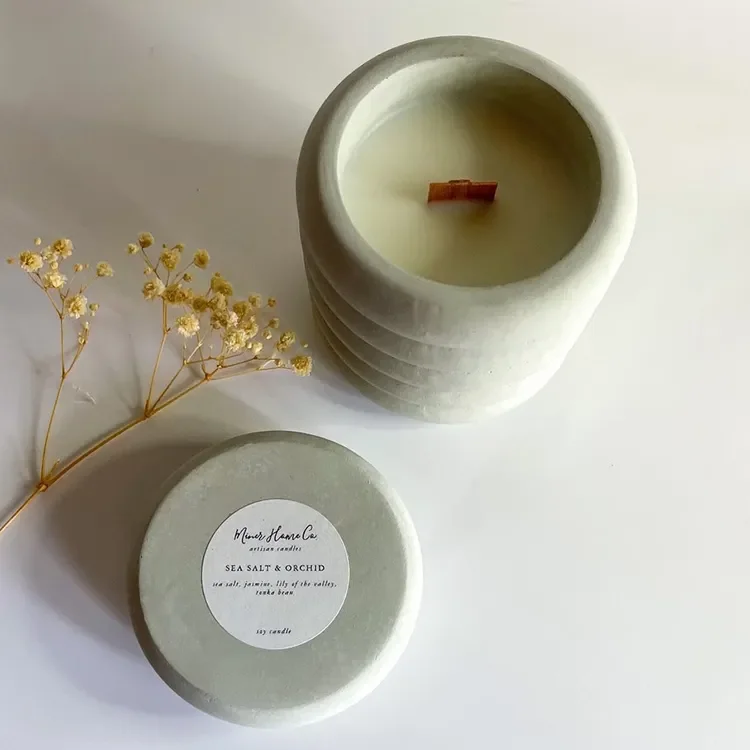 UOBOBO Hot Selling Unique Soy Wax  Cement Candle Jar Aromatherapy Scented Candles Concrete Soy cemented Candle Jar