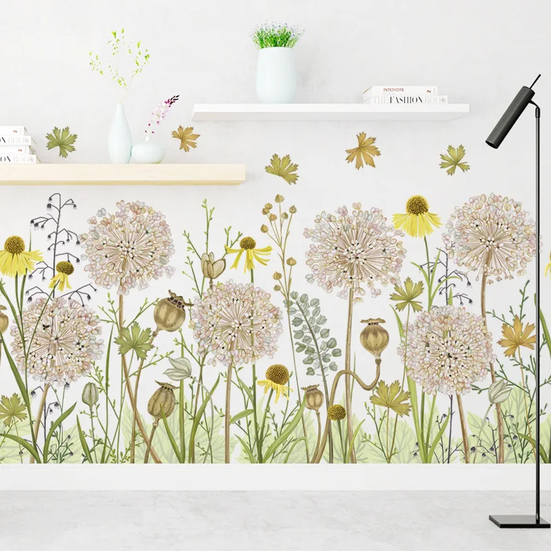 Corner decoration Wall Sticker DIY Home dandelion and Daisy flower garden design Wallpaper Decor PVC Removable Stickers