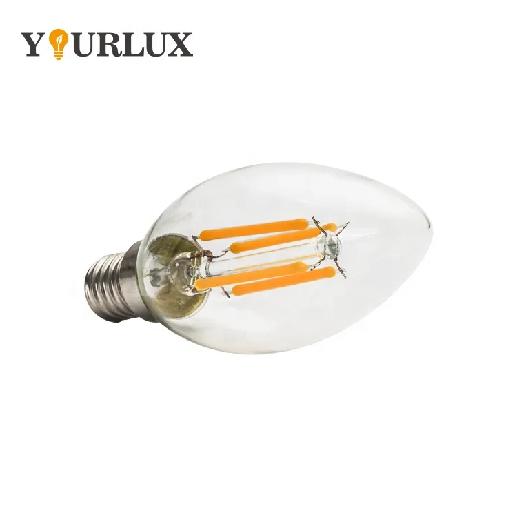 Прозрачный Янтарный B22 E14 E26 E27 Базовый винтажный Edison Свеча лампа 4 Вт 6 C35 Светодиодная накаливания