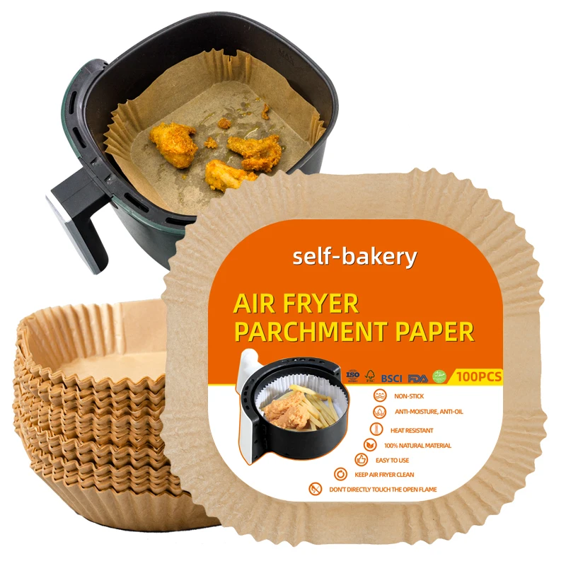 Biodegradable heat resistant disposable freezom liners food grade 7.9-9.8 inches (20-25 cm) air fryer paper