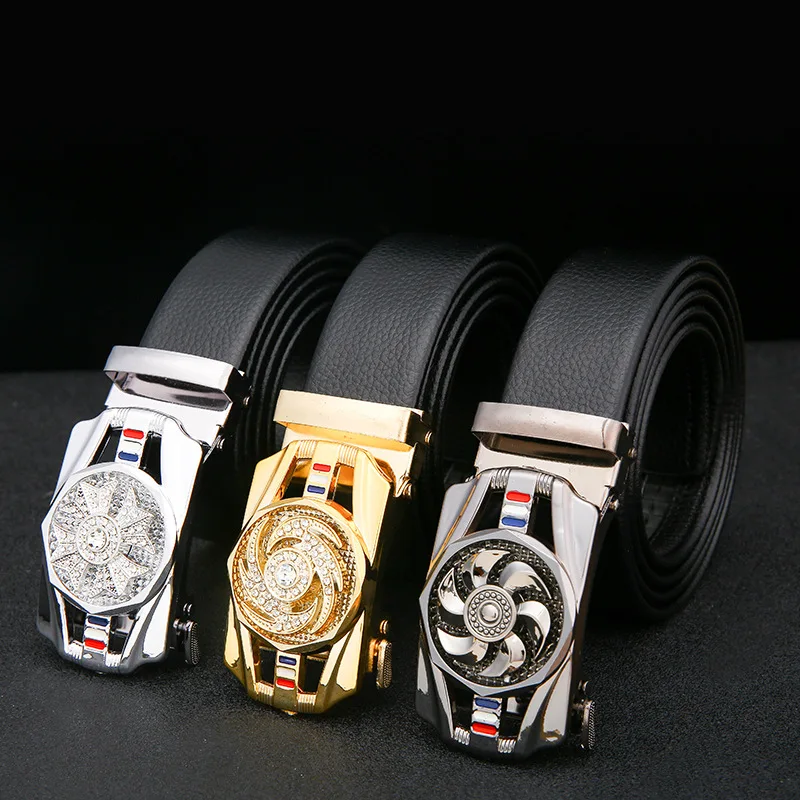 YD7 Four-leaf clover windmill inlaid rhinestone square automatic buckle belt shoes and clothing gift belt spot sales