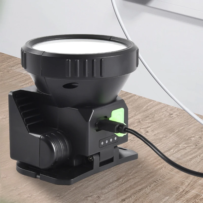 Dual light source cob flood solar panel headlamp usb rechargeable led head lamp torch headlamp