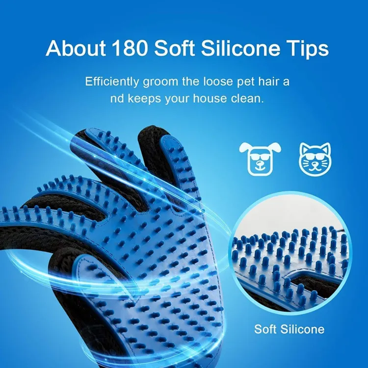 Wholesale Animal Hair Removal Combs Pet Glove With Adjustable Wrist Strap Massage Brush For Dog Cat Pet Hair Grooming Gloves