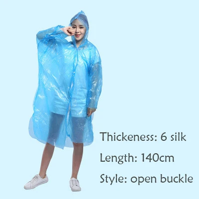 Adult thickening rain coat with hooded open buckle disposable portable wear resistant one-piece rian poncho