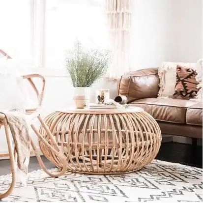 New Style Organic High Quality Circle Rattan Table For Decoration From Viet Nam Ready To Ship