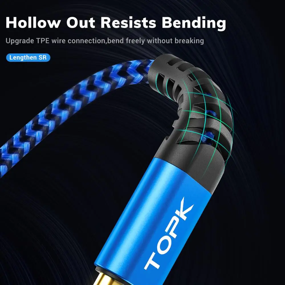  TOPK AN24 1 м (3 3 фута) 3A QC3.0 позолоченный нейлоновый Плетеный USB кабель для передачи данных Type C Iphone Samsung зарядное