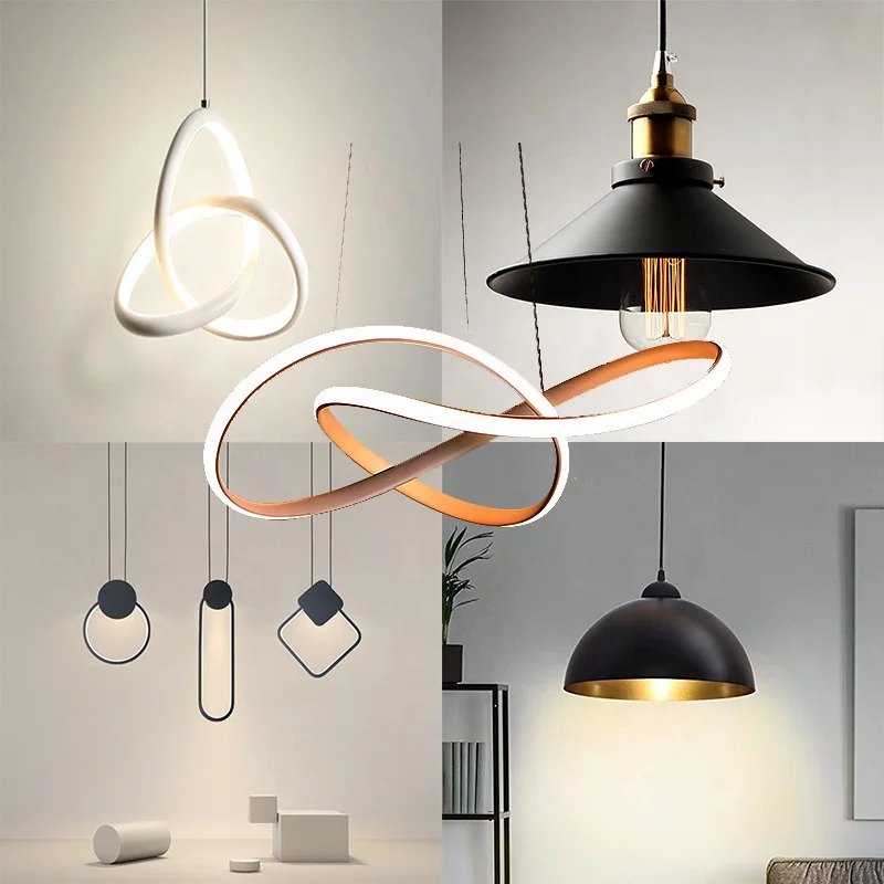 Indoor simply iron pendant Lighting Modern Copper hanging light Dinner Room drop light Lamp Gold brass Chandelier