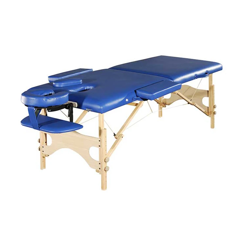 Manufacturer wholesale OEM Hard wood leg Height Adjustable massage table  Face Cradle Bed portable spa table wooden massage bed