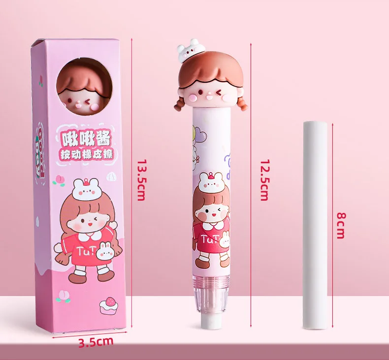 Cartoon Pen-Shape Eraser Soft and Easy-to-Use Pencil Design Promotional Cute TPR and Rubber Eraser