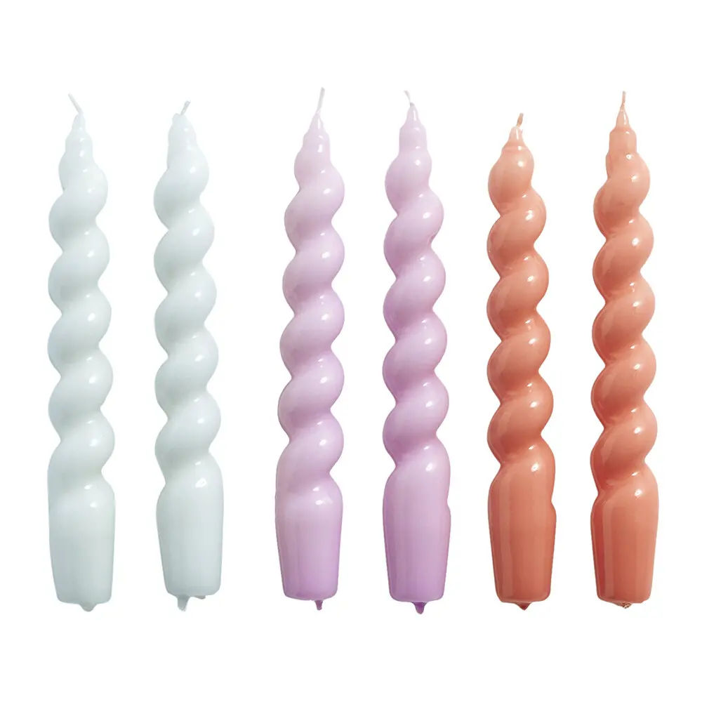 Cheap Colored Candles Paraffin Material Family Dinner 25cm Long Pillar Taper Spiral Twisted Candle