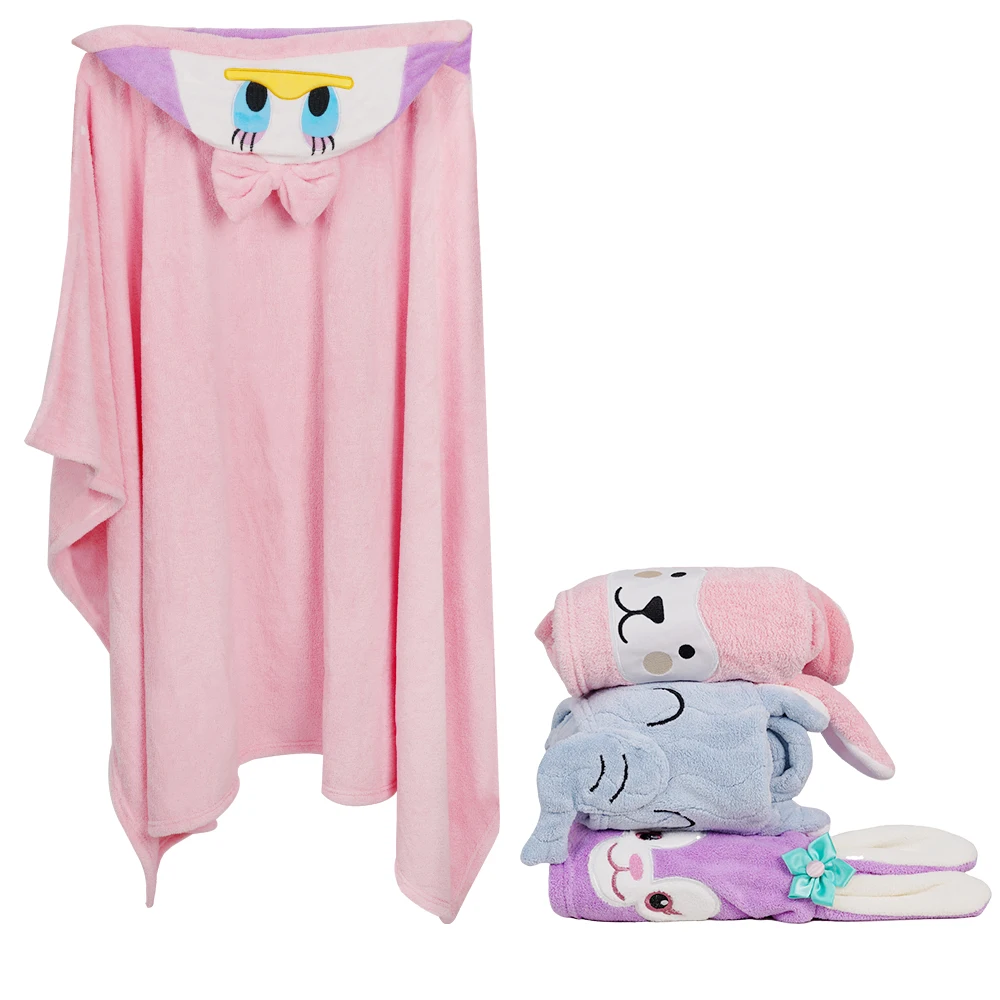 China factory microfiber soft wholesale animal kids hooded bath baby towels hooded blanket poncho towel set baby  for children