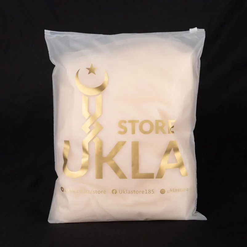 Custom Gold Logo Matte Frosted Plastic Packaging Zipper Bags,Biodegradable T Shirt Swimwear Zip Lock Clothing Bags With Logo