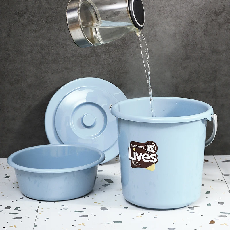 2024 Highly Recommended 37.5L Large Capacity PP Plastic Bucket With Handle and Lid for Home Bath Kitchen Use