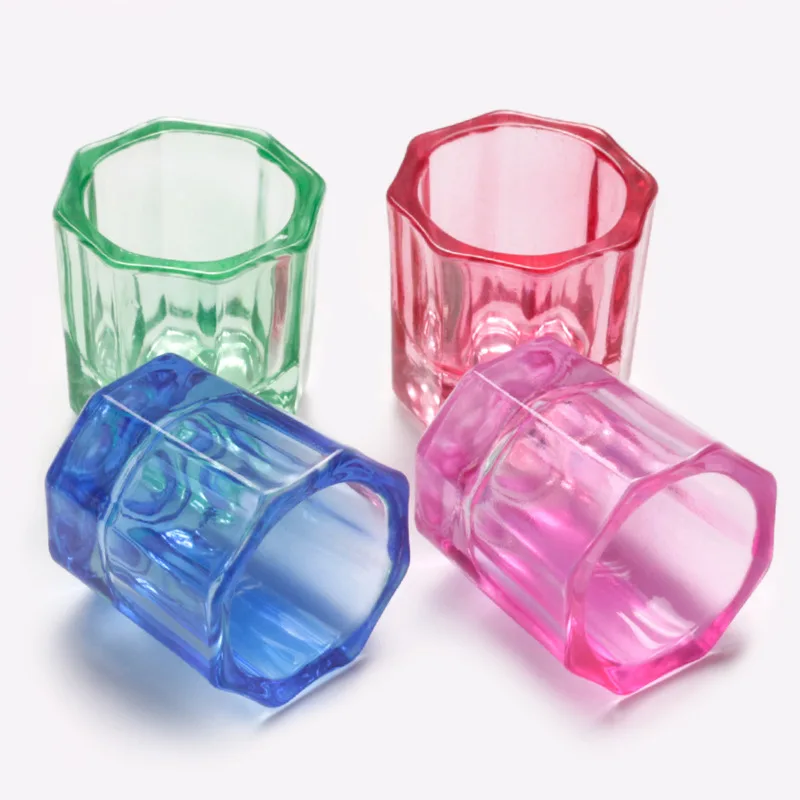 Nail Art Dappen Dish Acrylic Liquid Powder Glass Nail Cup Rinbow Brush Washing Cup Nails Glass Dappen Dish With Lid