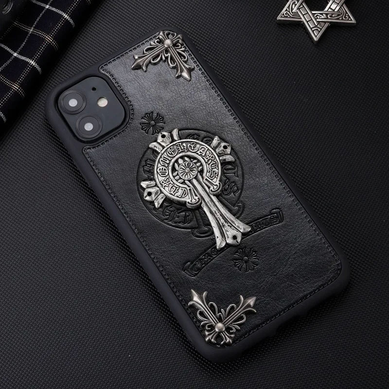 Fashion brand cross soft leather phone case for iphone 11 12 13 14 15 plus/pro/pro max