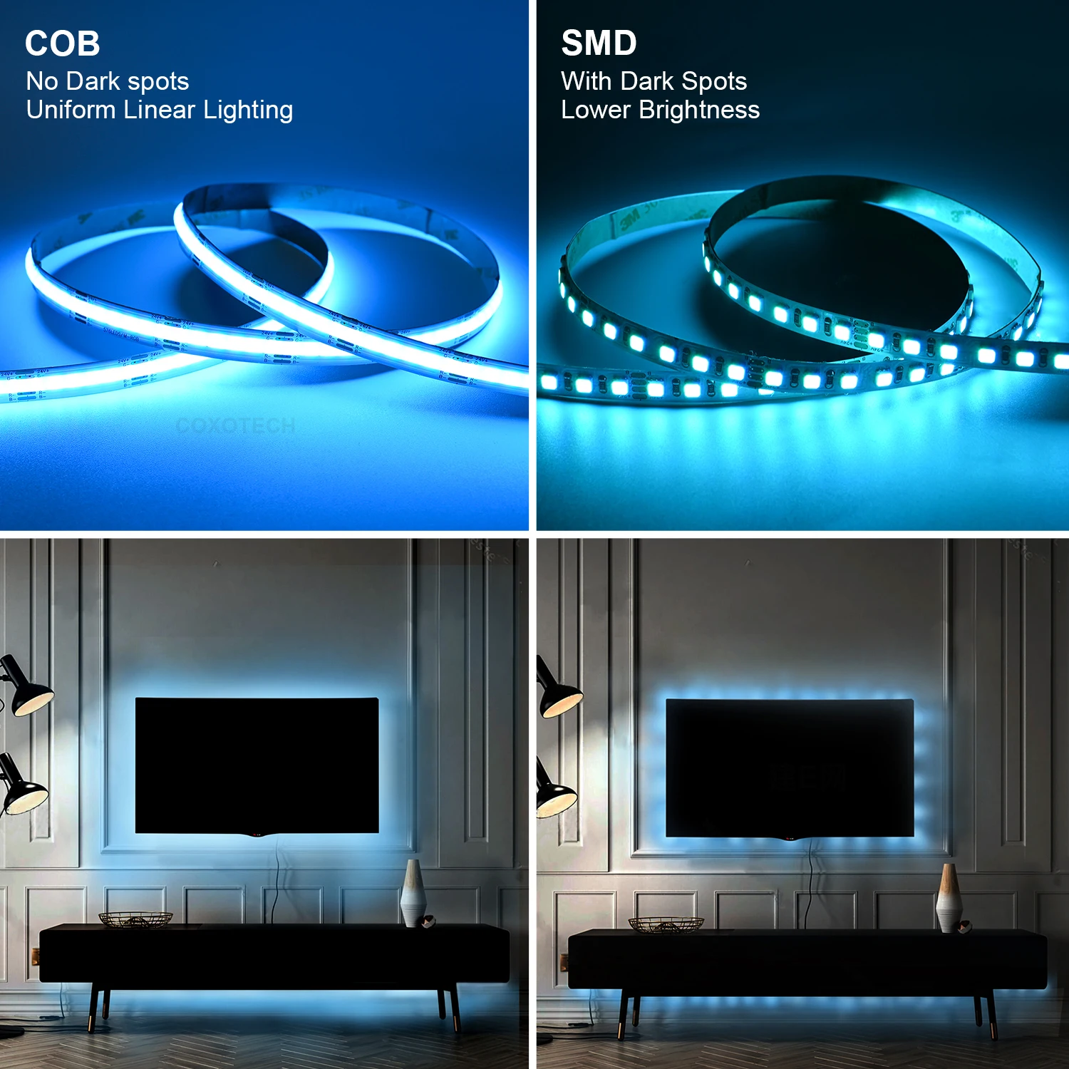 COXO высокое качество Rgb лента светодиодная подсветка для телевизора 12 В 24 Ce Rohs Светодиодная автомобиля с пультом дистанционного управления