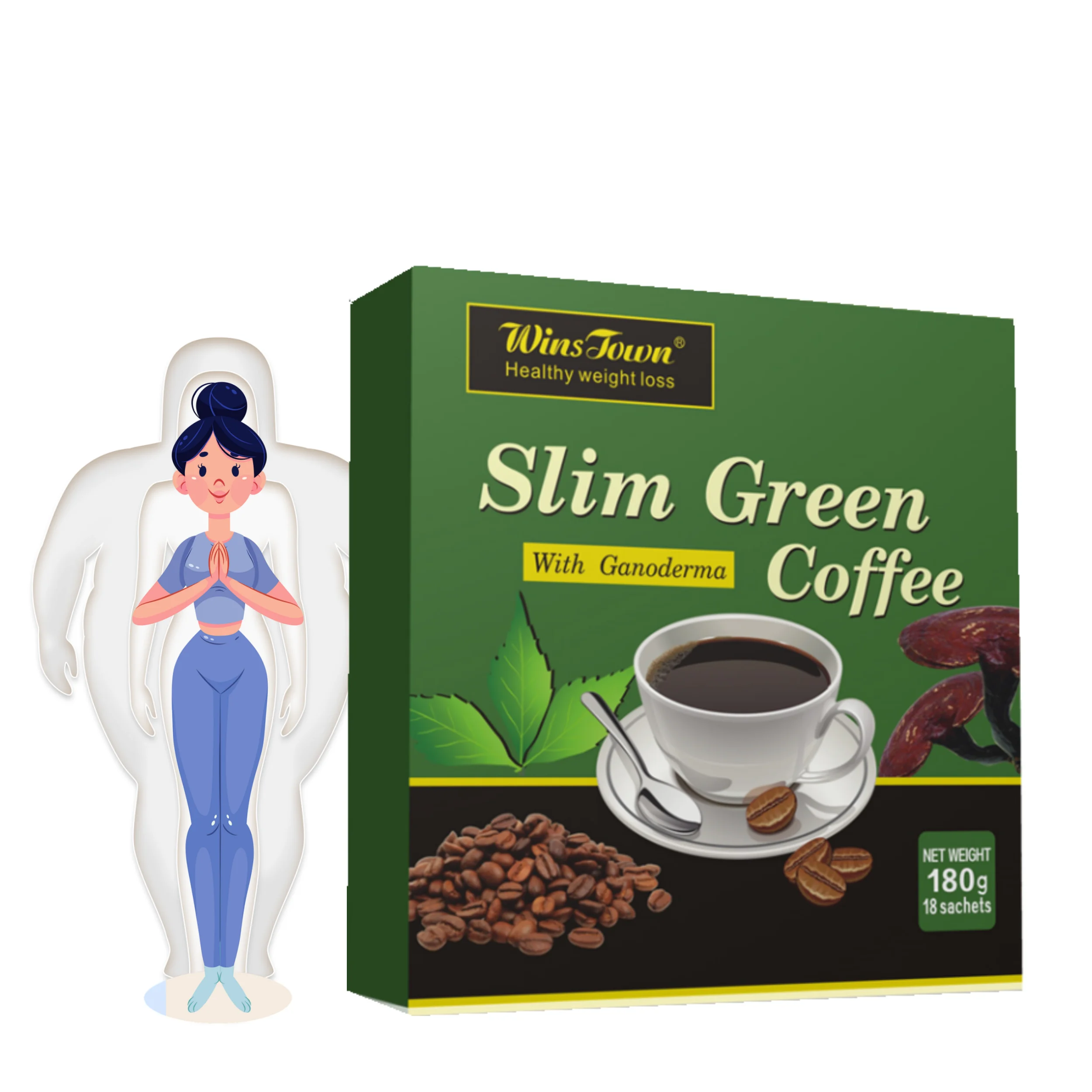 Natural herbal plant health Ginseng extract supplement 18 sachets Instant coffee Slim green coffee