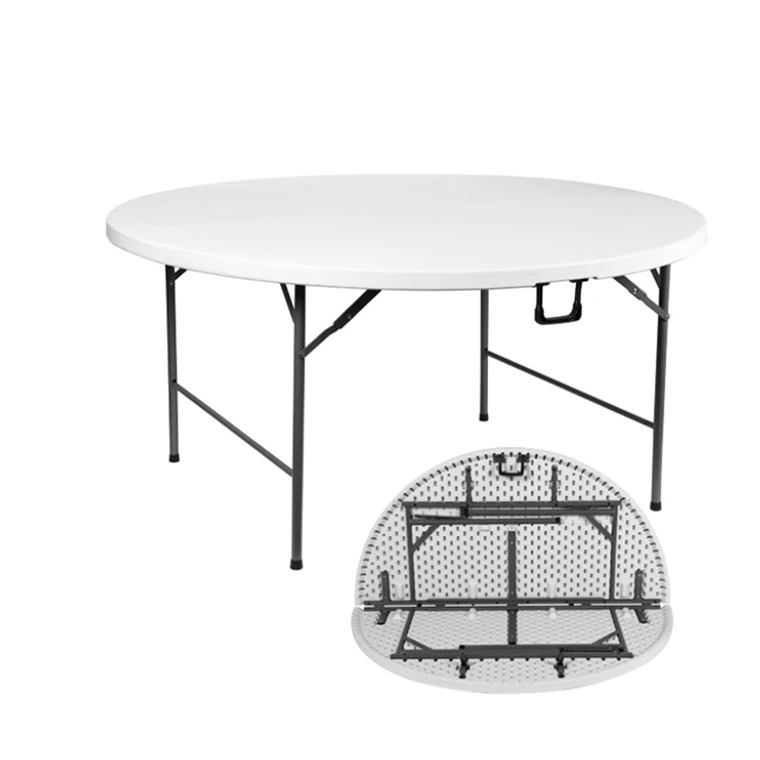 5ft 10 People Hdpe Wedding Waterproof Eco Friendly White Plastic Home Outdoor Folding In Half Banquet Table Round Foldable