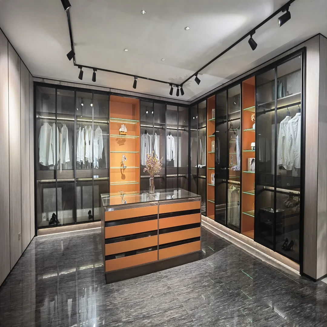  Factory Direct Supplier Durable Modern Design Closet Glass Door Wardrobe