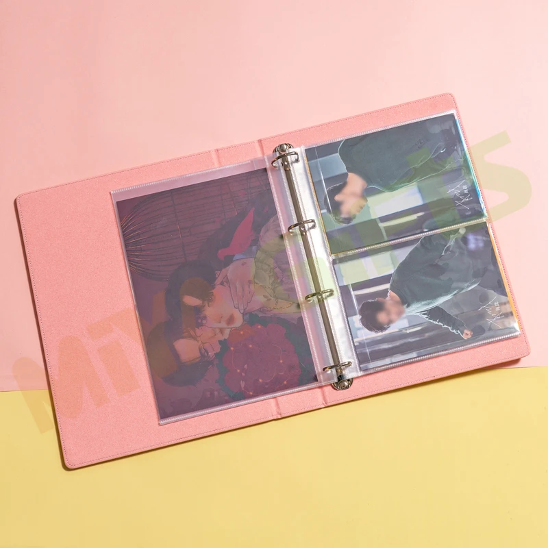 custom pu leather B5 4 ring binder 9 slot mini quote cards photocard collecting photo book album