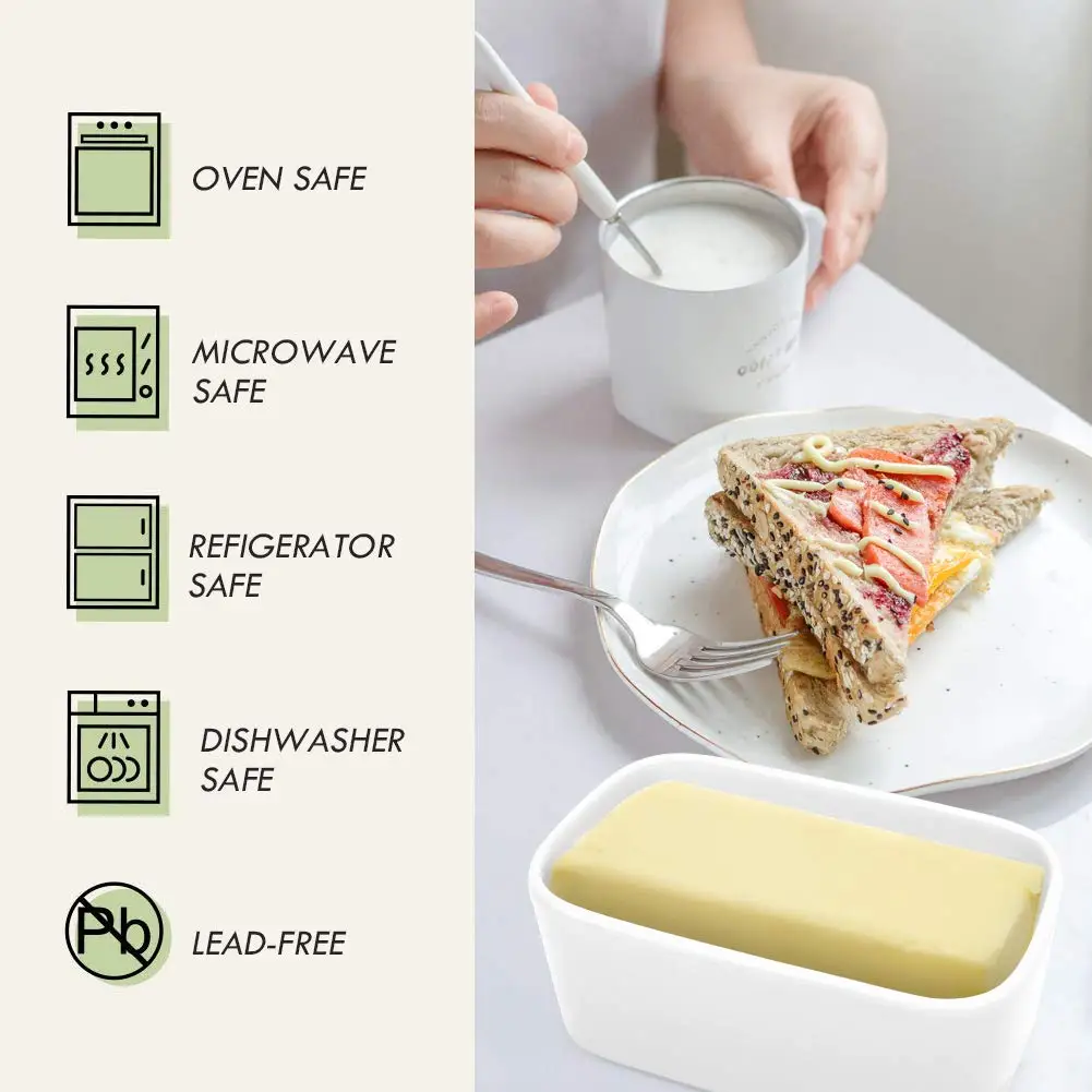 Customized Butter Box Butter Keeper Food Storage Container Large Ceramic Butter Dish with Lid