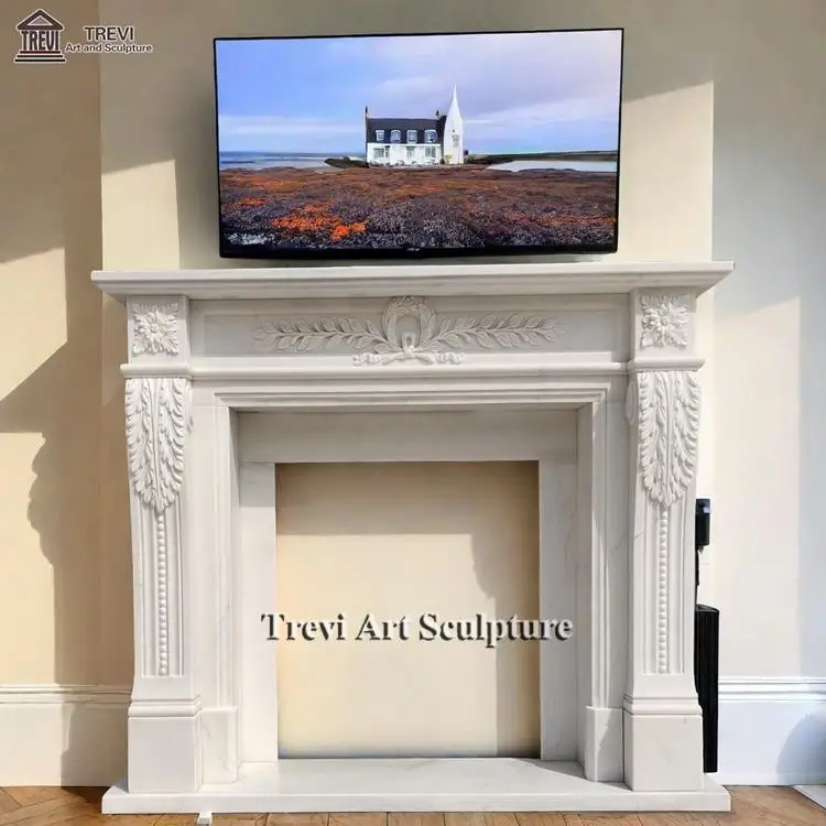 Customized High-quality Italian Carrara Marble Fireplace Mantel Wholesale