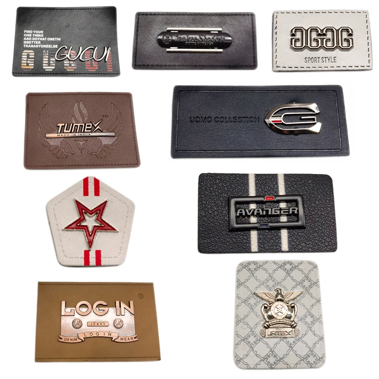 Wholesale High Quality PU Leather Label Embossed Logo Custom Leather Patch Jeans Bag Clothing Label Tag