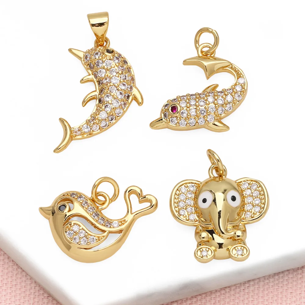 ASJEWELRY милые хрустальные Подвески Дельфин для ожерелья DIY Ювелирные изделия 18K Позолоченные Подвески Дельфин 2407 pdtb577
