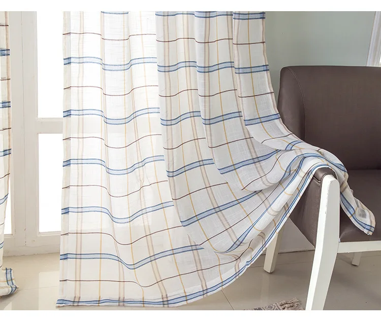 OA cortinas custom woven check pattern luxury window curtains for the bed room