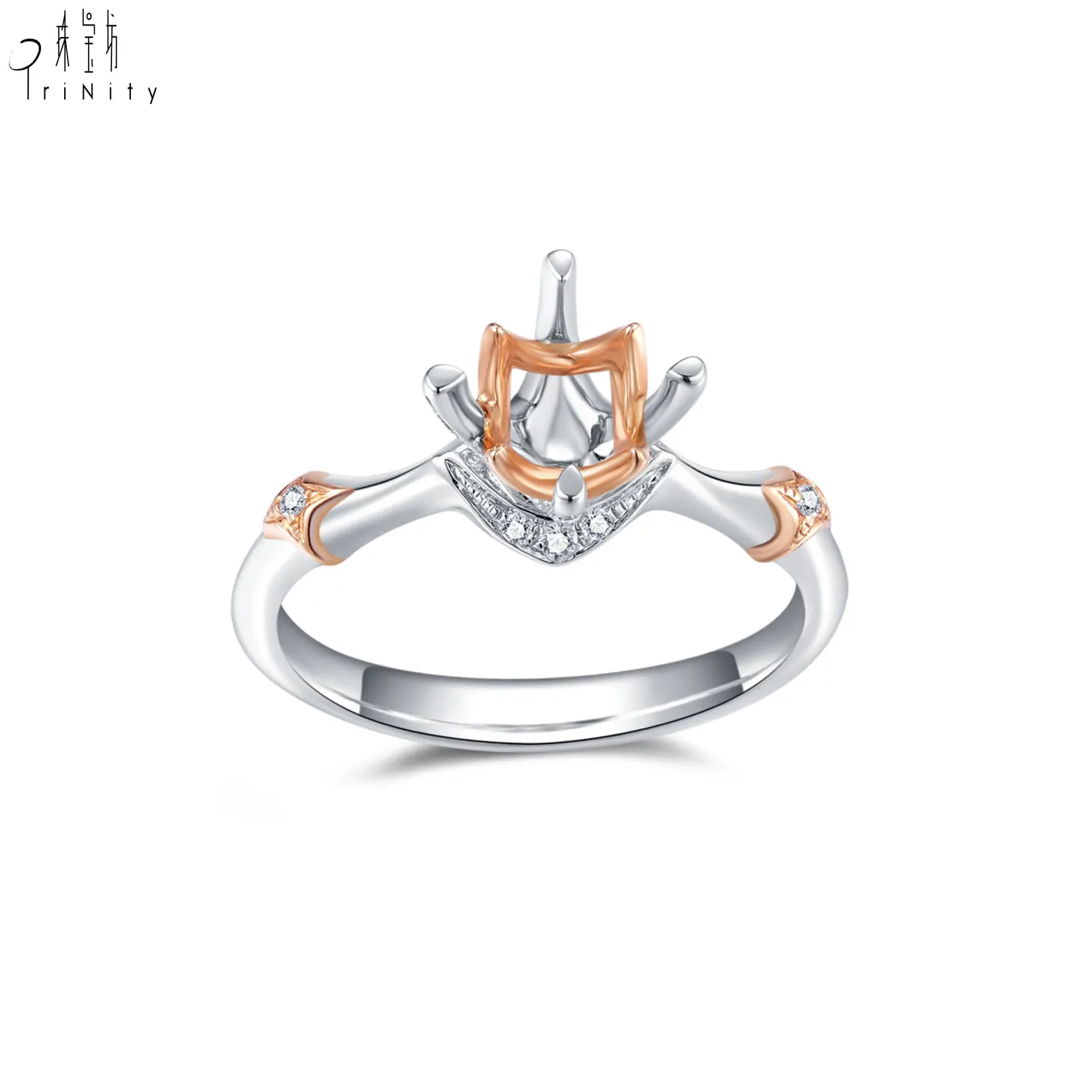 Hongkong Wholesale Custom Design Jewelry 18 Carat Yellow Gold Semi Mount Ring Without The Main Stone Engagement Ring For Women