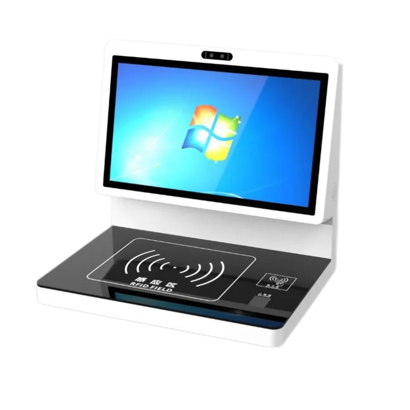 Touch Screen Display Desktop UHF RFID Chip Reader Writer Built In Library Book Borrow Return Terminal