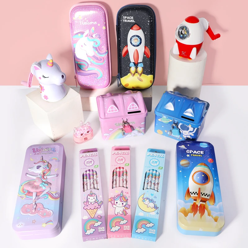 Персонализированный Набор карандашей Kawaii с милыми животными, экологически чистый подарок, креативные детские школьные принадлежности, подарочный набор