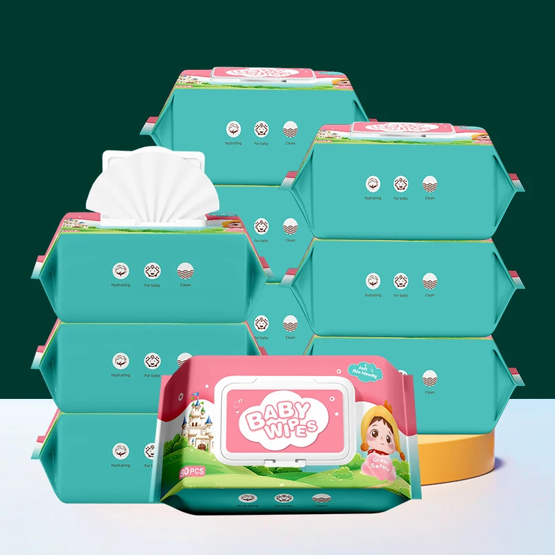 Wholesale 80pcs Soft Care Organic Sensitive Moisturizing Water Wet Wipes Baby Wipes For Babies