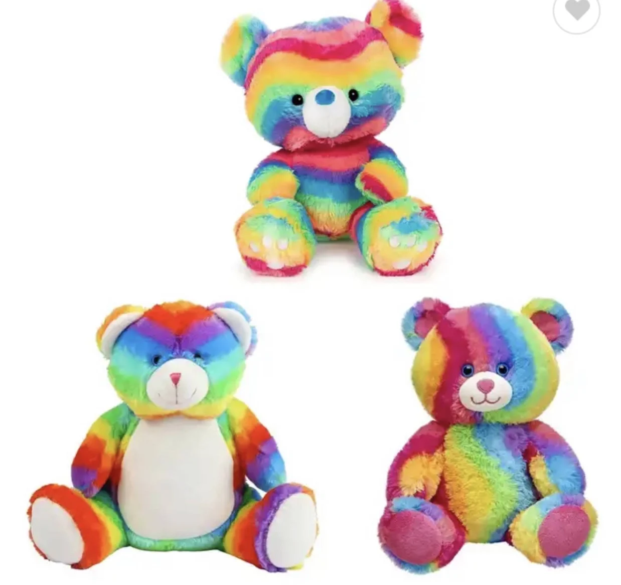 Wholesale customized colourful  plush bear toy rainbow teddy bear stuffed animals toy for kids
