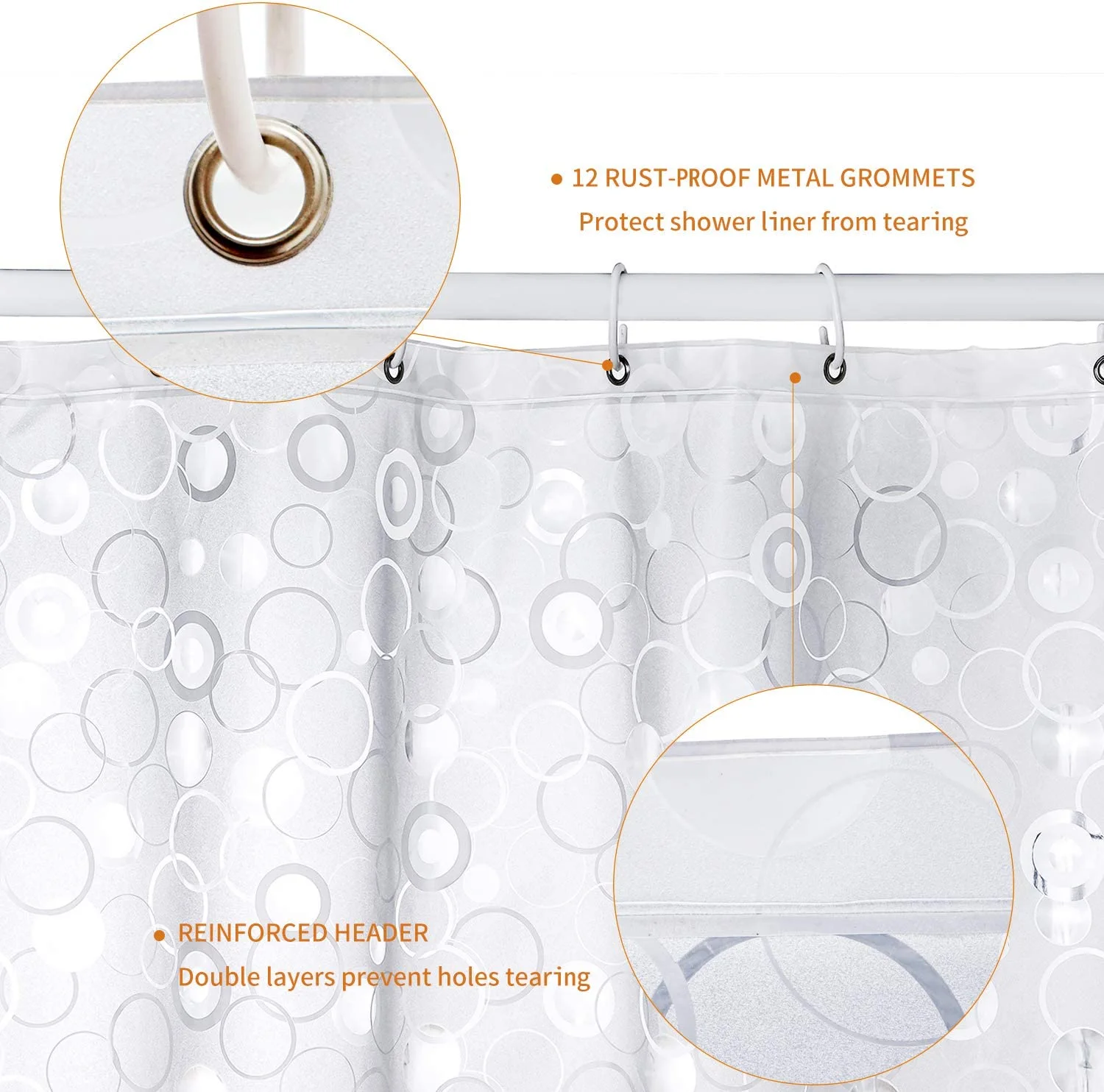 Оптовая продажа, индивидуальная прозрачная занавеска EVA без крючков для ванной комнаты