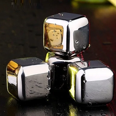 Whiskey  Food Grade 304 Stainless Steel Engraved Whiskey Chilling Wine Stones Ice Cube  for Bar Accessories