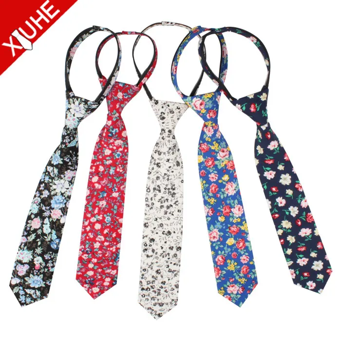 
 Заказной галстук из 100% хлопка, мужской галстук на молнии с цветочным принтом  