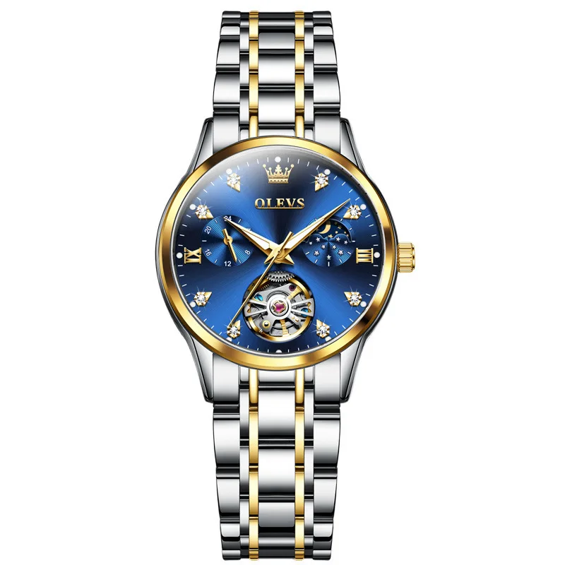 OLEVS 6608 Fashion Watches Luxury Tourbillon Style Original Automatic Mechanical Watch for Women Waterproof Luminous Lady Clock