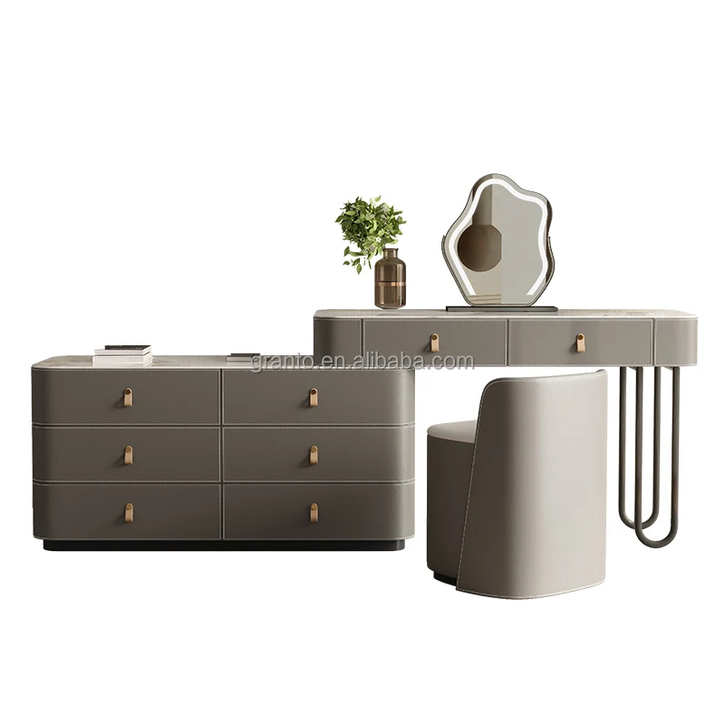 New arrive villa use furniture bedside dresser functional dressing table set