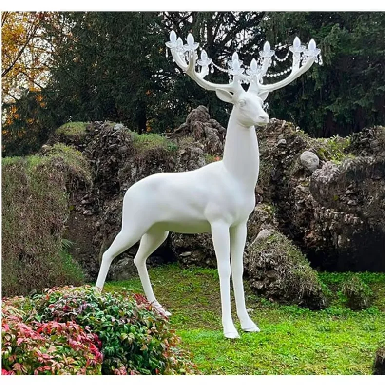 Plum Blossom Deer Floor Lamp Resin Sculpture Design Large scale Decoration Hotel Villa Store Decoration Floor Lamp