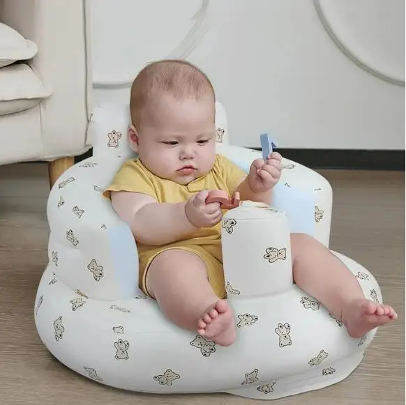 Baby Inflatable Seat for Babies 3-36 Months Built in Air Pump Infant Support Seat Summer Chair for Learning to Feeding Camping
