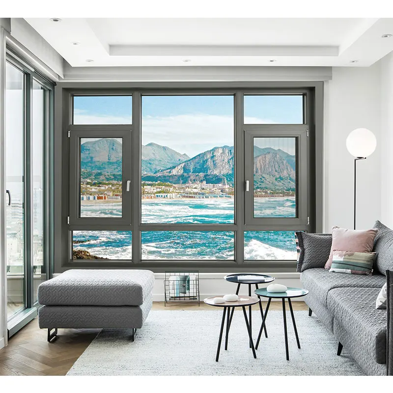 Aluminium Frame Double Glazed Hurricane Soundproof  Low E Glass Windows