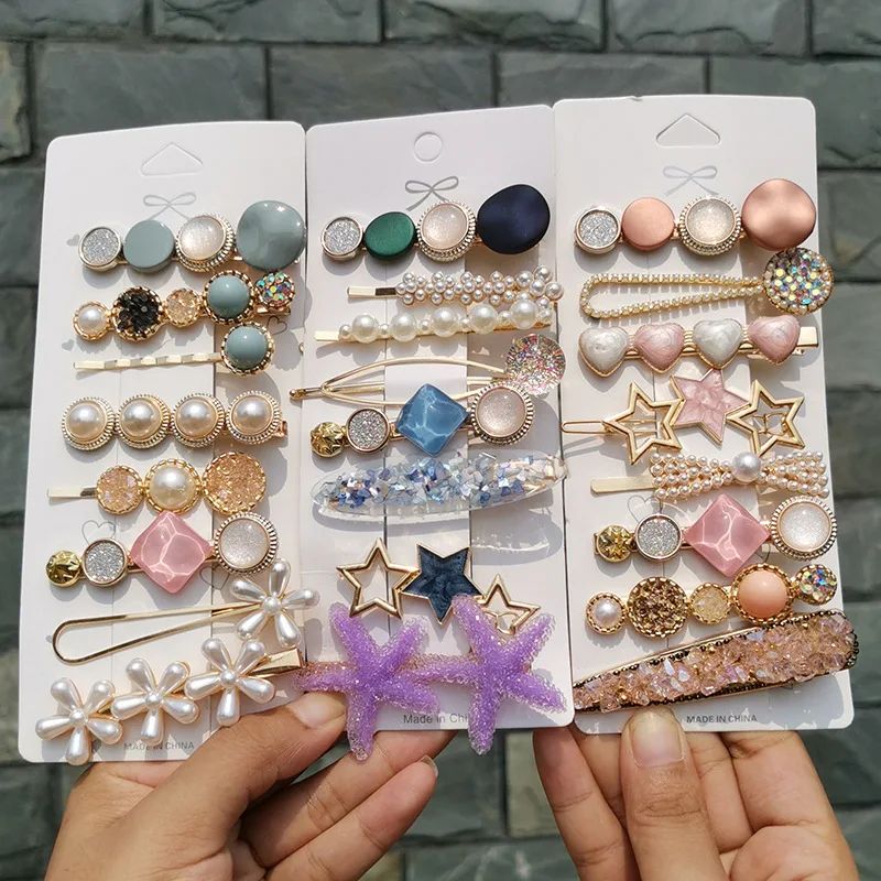 2021 Wholesale Women Hair Accessories Beaded Oversized Pearl Clip Highlight Jewelry Head Band Clips for