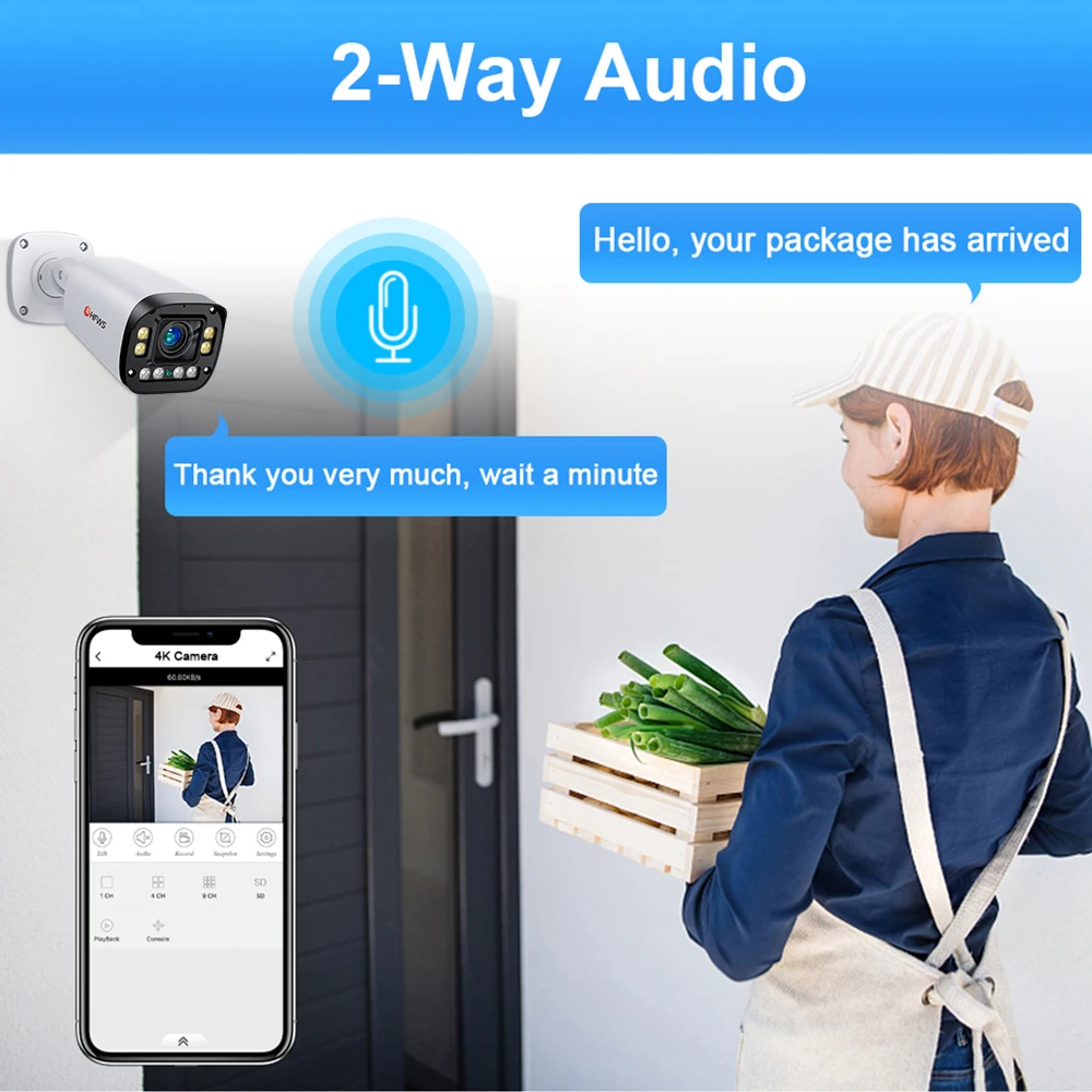 4K Poe Camera System 6pcs 8MP Poe Cameras 8CH H 2.65 Nvr Electric lens 2.8-10mm lens 4x Manual Zoom Two Way Audio Xmeye App