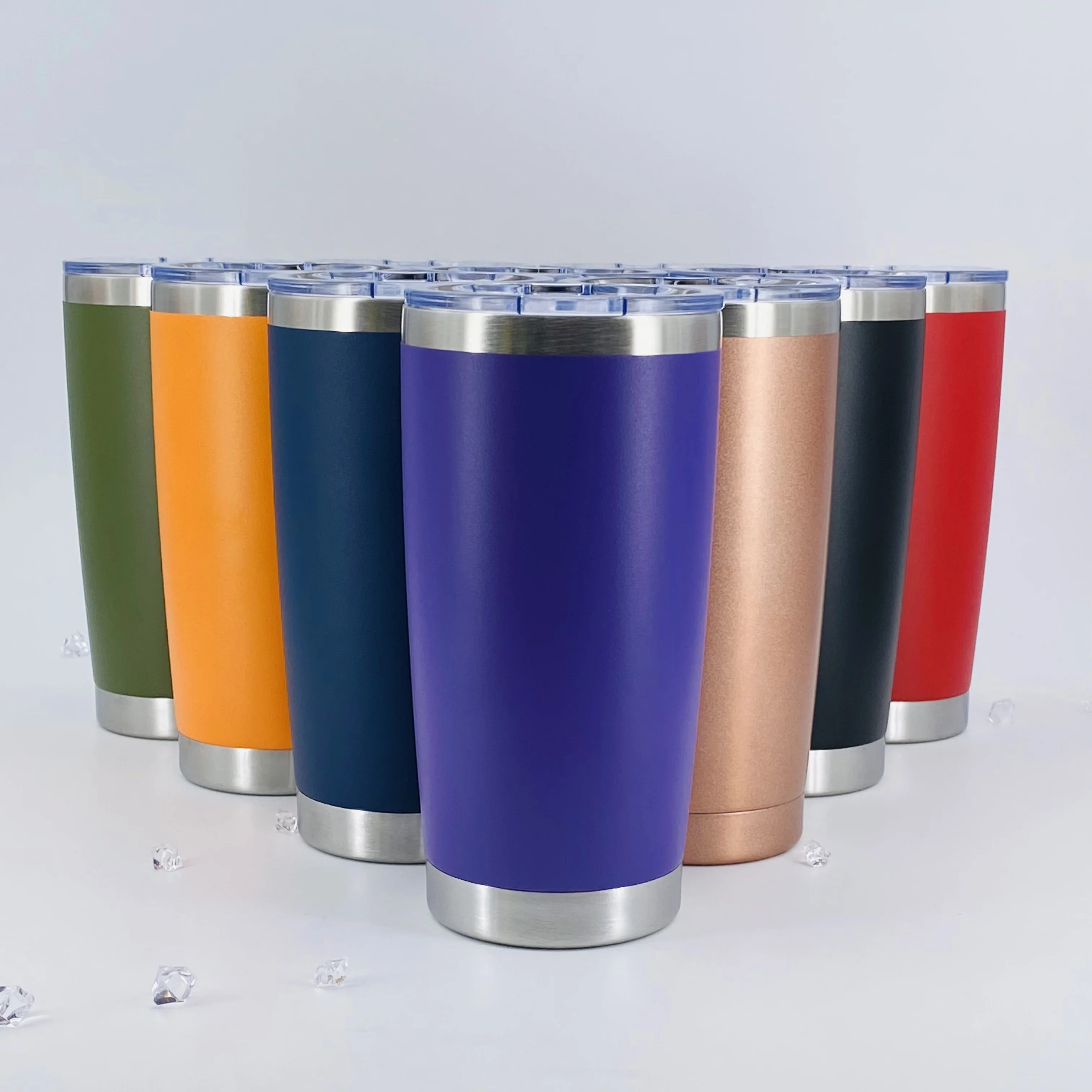 High Quality 20oz Custom Logo Straw Cup Powder Coated Vacuum Insulated Double Wall Stainless Steel Reusable Car Camping Cup