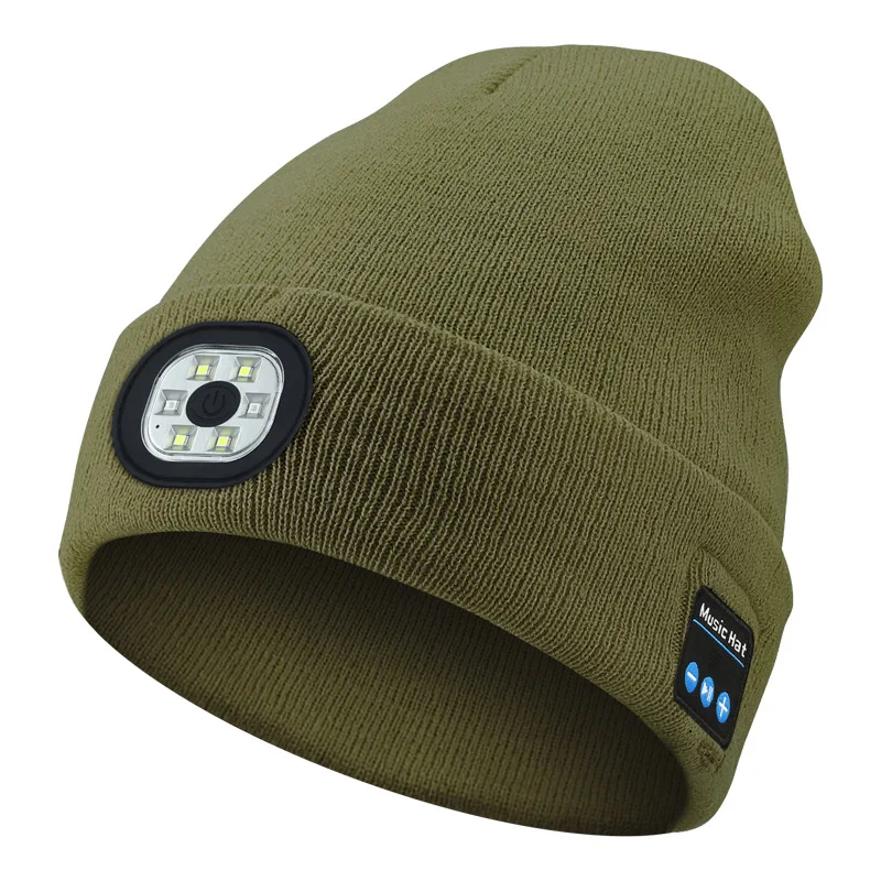 LED Bluetooth Music Moving Wireless Winter Warm cap Headphone Light Outdoor Hands-free Rechargeable Hat