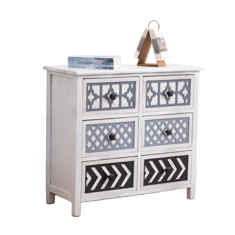 Nordic style solid wood bedside storage  cabinets paulownia large capacity multi-layer optional