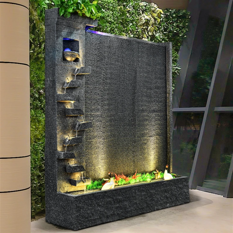 Water fountain curtain wall for hotel reception  hall decoration